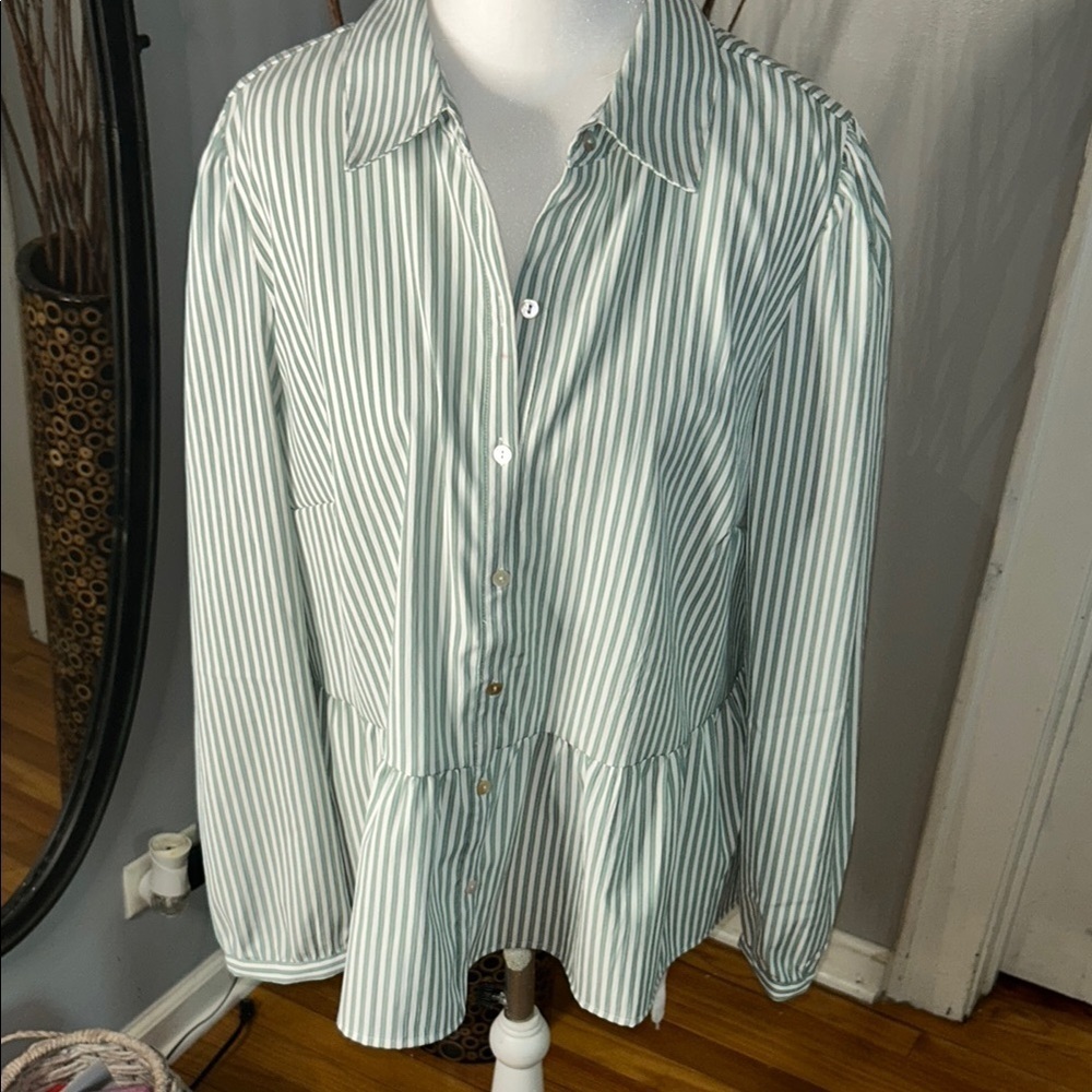 Zac & Rachel Mint and White Striped Shirt